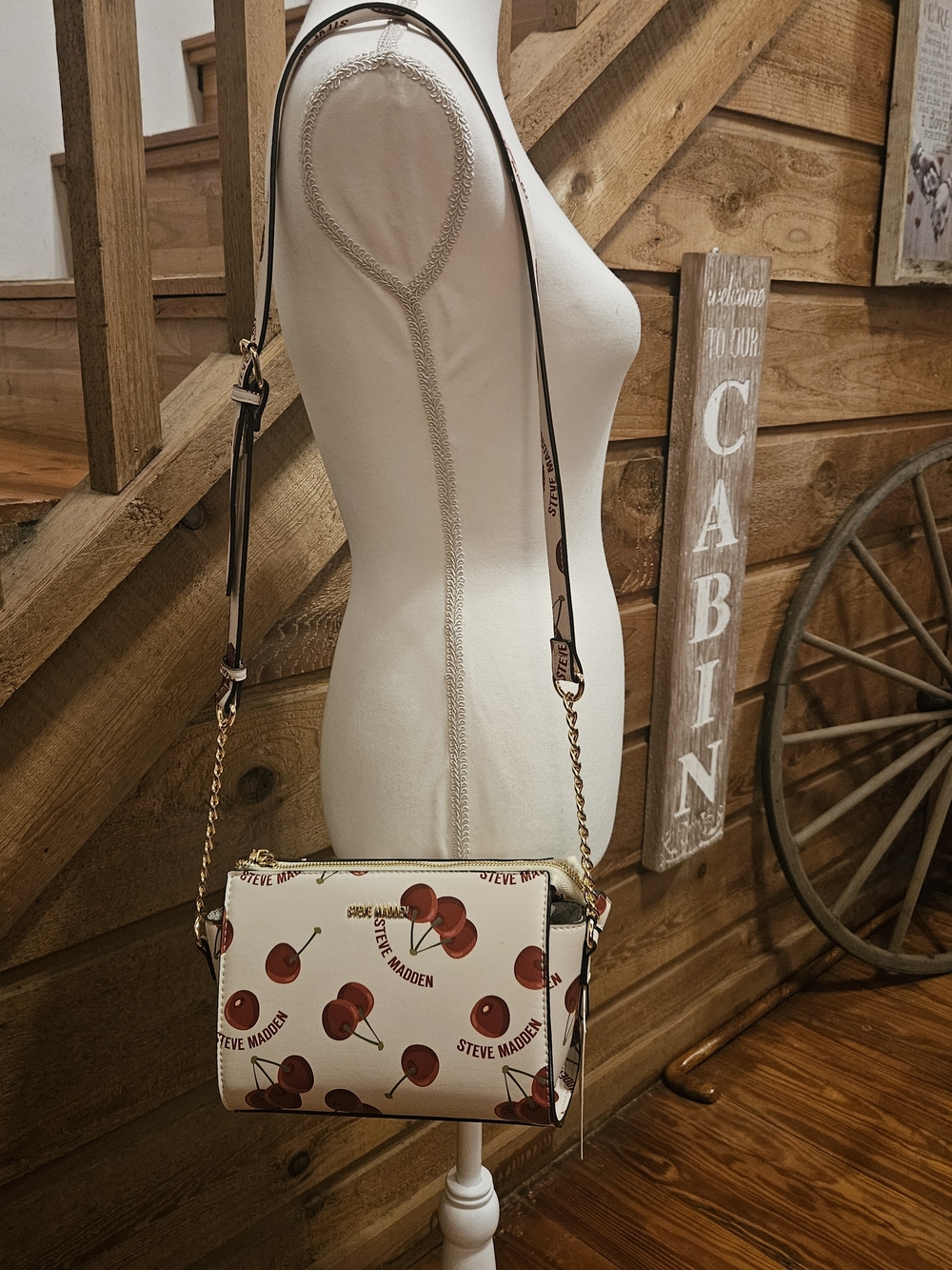 Steve Madden White Cherry-Print Crossbody Bag